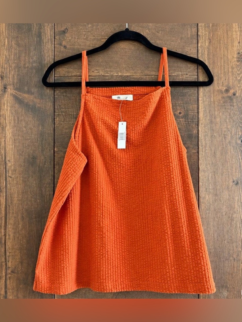 Madewell Textured Waffle Cami in Orange